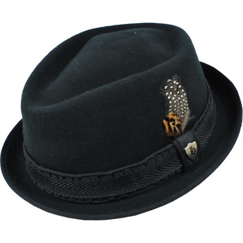 Headers Old School Black 100% Wool Short Brim Fedora Dress Hat